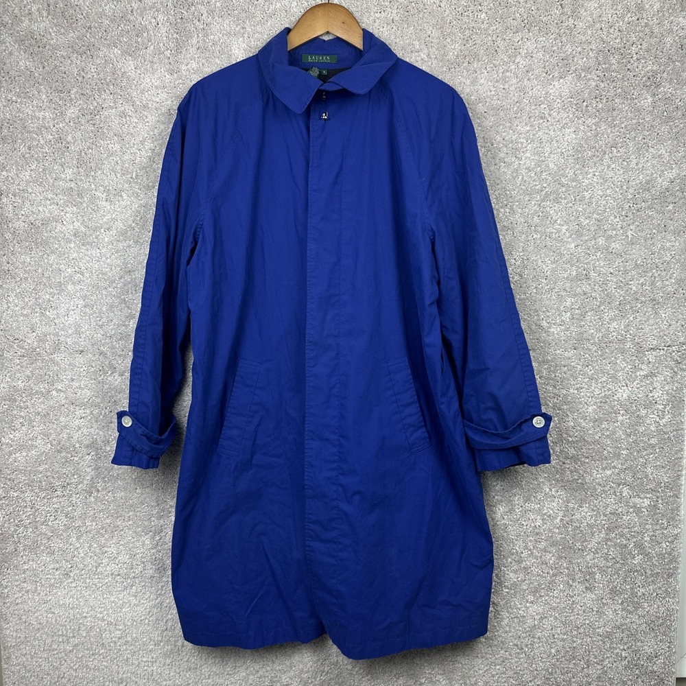 Lauren Ralph Lauren Jacket Women's 1X Dark Blue Trench Rain‎ Coat Vtg 90s Y2K